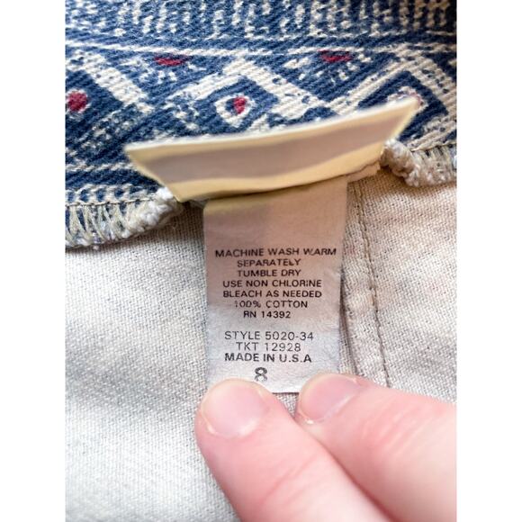 Vintage Vivaldi Jeanswear Blue Patterned Cotton Pencil Skirt Size 8 - Picture 4 of 9